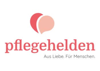 Pflegehelden Logo mit Herz und Slogan