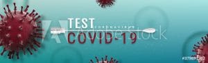 Schriftzug mit Test Coronavirus Covid-19