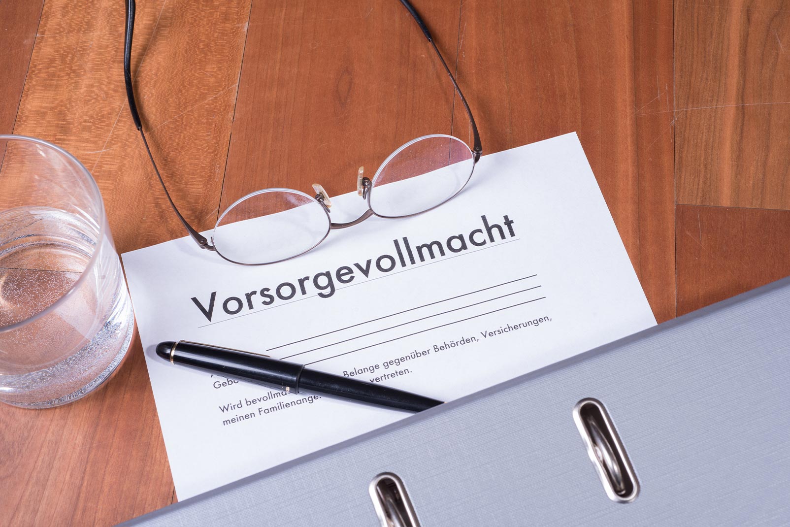 Dokument mit Aufschrift 'Vorsorgevollmacht'