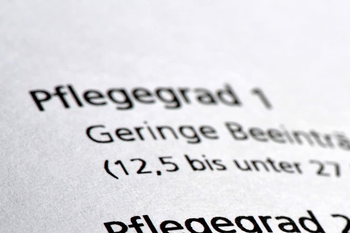 Zoom auf Schrift 'Pflegegrad 1'