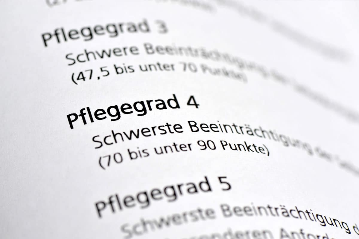 Zoom auf Schrift 'Pflegegrad 4'