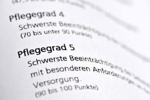 Zoom auf Schrift 'Pflegegrad 5'