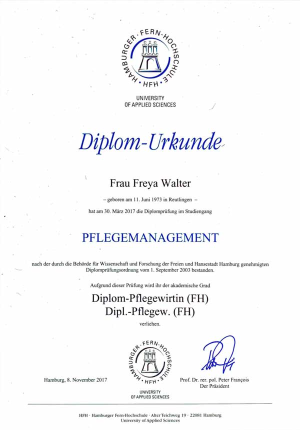 Zertifikat Freya Braunschweig